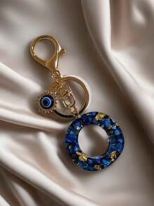 1 PC Bohemian Style Evil Eye Resin A-Z Initials Keychain, Rectangular Initials Decorative Accessories, Lobster Clasp, Mountaineering Buckle, Unisex Fashion Simple Accessories, Wallet, Backpack, Car Pendant Keychain, Suitable For Daily Travel, Holiday Gifts For Friends Or Yourself, Family, Birthday Gifts, Ramadan Gifts School Car Accessories Cute Goth Y2k