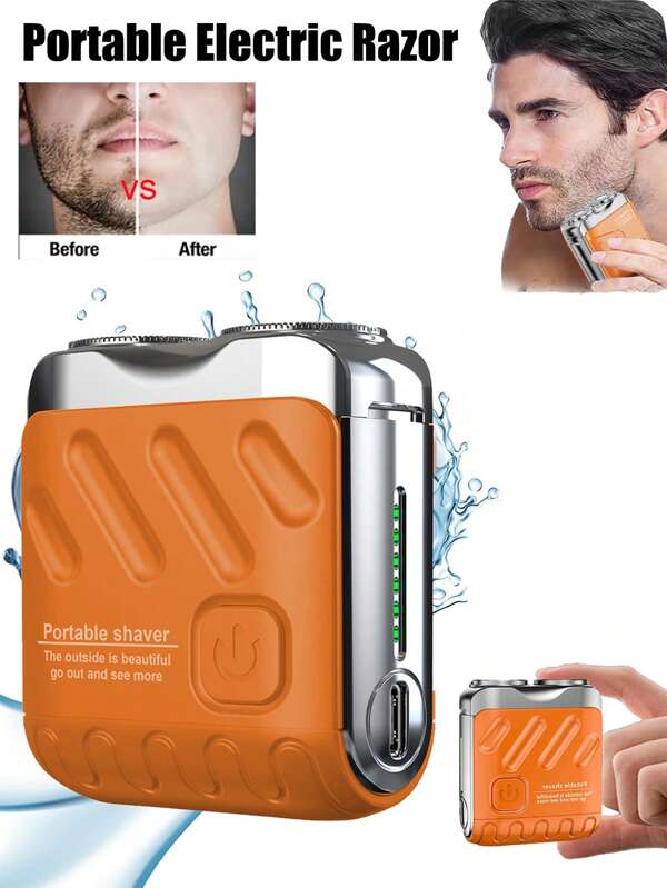 Mini Electric Razor For Men, Fast Charge Portable Small Shavers For Men | Women - Dual Head Pocket Shaver Washable Travel Electric Razor & Powerful Wet And Dry Mini Razor - Easy One Button Use, 300mAh