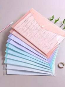 20个装加厚马卡龙文件袋，防水A4文件夹带纽扣，适用于办公用品、学生文件存储、返校礼物、学习用品（颜色随机）