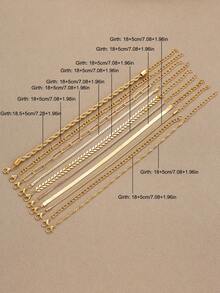 11/10/5pcs Fashionable Minimalist Elegant Airplane Chain Heart Multi-Layer Bracelet Set, Women Vacation Date Party Gift Versatile Daily Wear - Yellow Gold - View 9