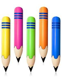 1pc-Jumbo Inflatable Pencil 7 Colors Blow Up Pencil Crayons Balloons Decorations For Classroom Theme Back To School Birthday Party Supplies Home Decor Room Decor School Supplies - Multicolor - View 4