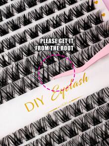 MEM 384 piezas/Set de pestañas postizas individuales, que incluyen grupos de pestañas y pestañas individuales, extensión de pestañas DIY para principiantes, adecuado para viajes, uso diario, bodas, citas, fiestas, vacaciones, especialmente adecuado para Navidad/Halloween/regalo - Negro - Ver 3