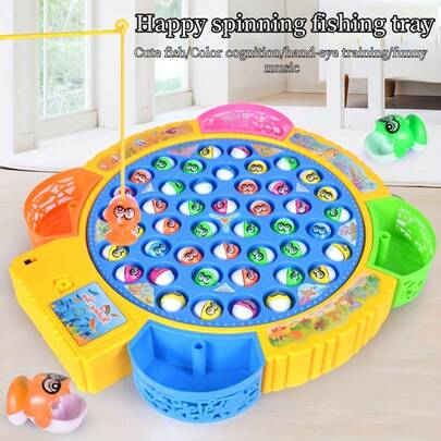 15/24/45 piezas Juego de pesca musical giratorio para niños, juego de pesca eléctrico giratorio con peces realistas, música y luces divertidas, juguete educativo de plástico para que los niños pequeños y los niños practiquen la coordinación mano-ojo y la concentración, juego interactivo familiar para jugar en interiores y exteriores, perfecto para regalos de Navidad, sorpresas de cumpleaños, recompensas escolares, actividades entre padres e hijos y entretenimiento para fiestas familiares