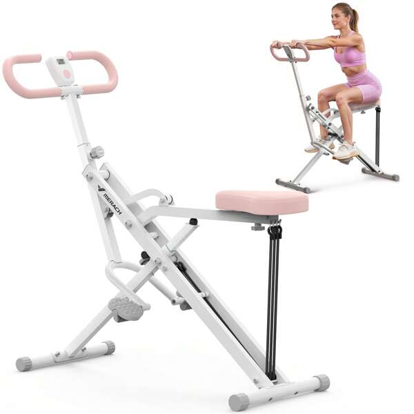 MERACH Squat Machine, 2 In 1 Squat Rowing Machine, Easy Setup & Foldable Exercise Equipment, Glute Trainer Machine, Glutes & Leg Home Workout Machine