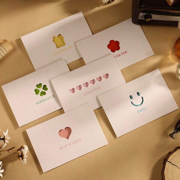 6pcs Thanksgiving Creative Simple Skeleton Greeting Card Birthday Greeting Card Wedding Handmade Birthday Gift, Holiday Gift