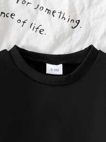 2-Piece Set Toddler Girls European & American Style Casual Long Sleeve Sweatshirt And Skirt Outfit, Lightweight, Spring/Autumn - Black - View 4