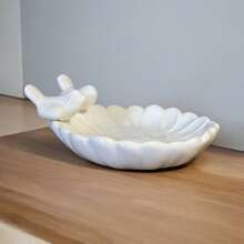 Ceramic Soap Dish For Kitchen Or Bathroom Decorated With Sunflower And Bird - 白色 - 查看 5