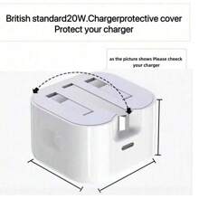 Funda protectora compatible con cargador Apple de 20w, estándar del Reino Unido, con diseño de gato de dibujos animados compatible con iPhone 13/14/15/16, protección de cable de datos, accesorio de carga lindo como regalo, accesorios de teléfono