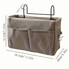 1 个多功能织物壁挂式储物袋，带多个口袋 - 耐用的床下和壁挂式节省空间的床头篮，适用于宿舍、卧室、办公室 - 学生床单存储和清洁生活，简约设计 | 坚固的结构衣物收纳容器