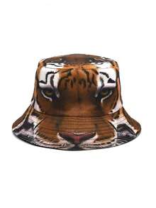 1 Stück Herren umkehrbarer Fischerhut mit einzigartigem Tier Muster, geeignet für lässige Outfits im Frühling und Sommer