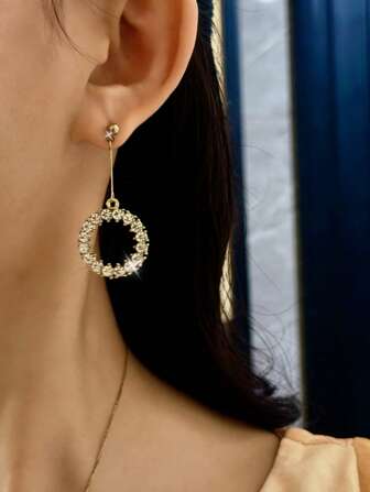 Set de 2 pendientes de aro brillantes con flecos, pendientes de estilo europeo y americano para fiestas, bodas, damas de honor, banquetes