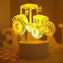 1 pieza Luz nocturna 3D de tractor - Alimentada por USB, decoración moderna de granja, apta para dormitorio y hogar - Amarillo - Ver 7