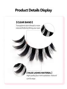 Asiteo 5 对漫画睫毛睫毛柔软自然长睫毛假睫毛，动漫纤细条状假睫毛，用于日常化妆延长角色扮演，派对可重复使用条状睫毛，睫毛，睫毛，假睫毛 - 尖尾漫畫款 - 查看 3