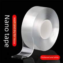 1 PC Super-Strong Double-Sided Adhesive Tape, High-Adhesion Double-Sided Tape That Leaves No Residue, Hole-Free Acrylic Transparent Tape, Waterproof Magic Tape, Washable And Reusable Waterproof Transparent Double-Sided Tape, Suitable For Kitchen, Bathroom, Home, Wedding Decorations, And Car Stickers.