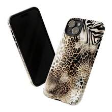 Animal Print Cheetah Zebra Tiger Phone Case Retro Design, Aesthetic Phone Cover For IPhone 16 Pro Max, , Pixel - 白色 - 查看 3
