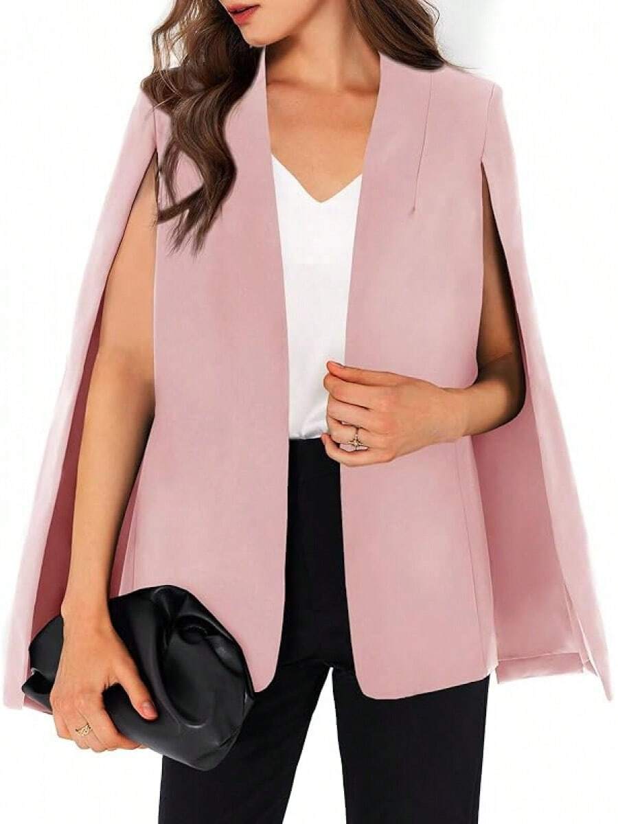 Womens Cape Split Sleeve Open Front Casual Coat Work - Style BYIL - 粉色 - 查看 1