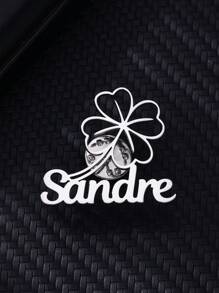 Broșe personalizate cu nume de trifoi cu patru frunze și insigne pentru femei și bărbați, din oțel inoxidabil, personalizate, broșă, insigne, bijuterii personalizate pentru petrecere de nuntă pe haine