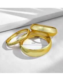 3 件时尚光泽几何简约手镯套装，适合女士