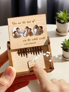 1个定制音乐盒 - 个性化激光雕刻木质纪念品，可雕刻照片和温馨寄语，父亲节礼物，夏季节日礼物，送给爸爸、爷爷的独特礼物，周年纪念礼物，纪念礼物，床头记忆盒，致敬无条件的爱，送给丈夫的礼物，送给情侣、父母、祖父母、他的礼物，家居装饰，床头柜配件 - 爸爸 - 查看 6