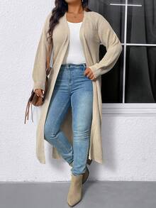 كارديجان طويل بلون أحادي كاجوال لكبار السيدات