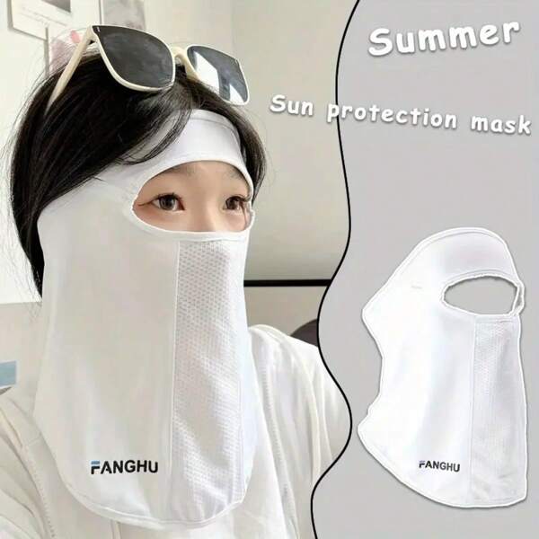 1pc Women's Outdoor Cycling Full Face Sunscreen Mask With Breathable Design, Longer Neck Protection, Ice Silk Sun-Proof Face Cover For Men And Women, Outdoor Cycling UV Protection
