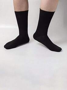 6 pares de calcetines medianos negros para jóvenes y adolescentes, calcetines largos de estilo universitario casual por encima del tobillo - Multicolor - Ver 4