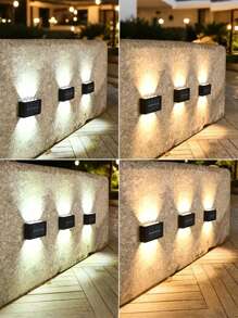 Solar Outdoor Patio Light, 10 LED Bulbs Wall Mounted Fence Wash Light, Up/Down Lighting, Suitable For Exterior Wall, Full Brightness Use, Energy-Saving LED Lighting Modern Pendant Light, Acrylic LED Lamp, Patio Outdoor Light