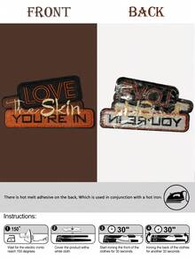 5pcs "Love The Skin You're In" Embroidered Patches, Retro Casual Patches, Positive Energy, Inspirational Patches, Self-Love Badges, Heart Story Badges, Iron-On/Sew-On, Suitable For Clothes, Backpacks, Hats - 彩色 - 查看 4