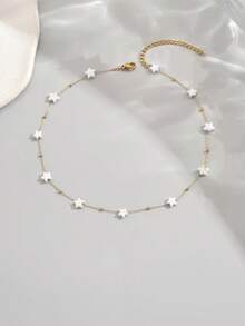 2pcs Stainless Steel Star Shaped Beaded Necklace, Gold Plating Y-Shaped Chain Necklace, Cute Style Suitable For Dating Or Valentine's Day Gift For Your Loved One, Sexy Collarbone Chain Accessory - Gold - View 6