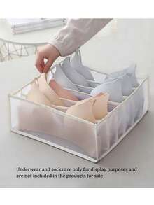 1pc Underwear Storage Box With Drawers And Compartment, Household Wardrobe Organizer For Clothes And Socks Using Mesh Fabrics Decorations Decor Festival Decor Room Decor Home Decor Decor Bedroom Decor Dress Pants Shoes Jeans Boots Skirtbedroom,Organizer,Organizer,Home Storage - Multicolor - View 2