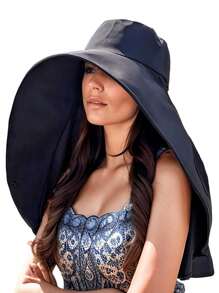 1 pieza Sombrero de sol de mujer transpirable, protección UV y resistente al viento con diseño curvo grande y redondo, hebilla de moda casual para la calle, la playa, anti-positivo y antidisfuncional, adecuado para viajes diarios, al aire libre, deportes, vacaciones y viajes de verano