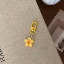 5pcs Colorful Transparent Flower Keychains, Cute Keyring Charms For Bags, Earphone Cases, Accessories