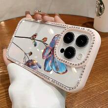 Funda para teléfono (1 unidad) Diseño elegante con flores de cristal iridiscentes y purpurina | Funda brillante para phone 11/12/13/14/15/16 - Blanco - Ver 5