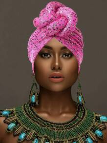 1pc Leopard Print Bandana Head Wrap, Hat, Street Dance Arabic Hat, Yoga Head Cover For Women