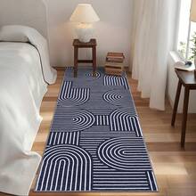 1Pcs Room Decor Modern Rainbow Stripe Geometric Rug For Living Room Bedroom Runner For Hallway Non-Slip Machine-Washable Floor Mat Foldable & Durable Home Decor Abstract Area Rug For Dining Room Dorm - Blue - View 1