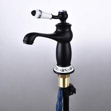 YUNRUX Retro Nostalgia Single Lever Faucet Bathroom Faucet Washbasin Mixer Tap Faucet Faucet Bathroom Washbasin Faucet Single Lever Mixer Tap Washbasin Bathroom Faucet (Black)