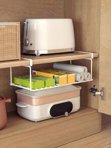 Expandable Under Cabinet Shelf,Foldable Shoe Rack, Extendable Under Shelf Storage With Removable Wire-Like Back For Pantry Cabinet, Laundry Room, Shoe Rack. Layered Partition, Shoe Rack, Hanging Basket, Storage Rack, Organizing Shoe Rack, No Drilling, Large Capacity - Multicolor - View 9