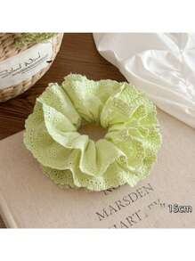 1 件优雅绿色蕾丝多层发圈，柔软马尾辫夹，适合女性日常使用，温和发饰，发圈，发圈，发球，休闲 - 彩色 - 查看 11