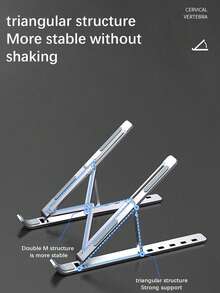 1pc Silver Aluminum Alloy Single Fork Foldable Stable Laptop Stand, Suitable For Laptops Under 18 Inches, Elevating & Storing - Silver - View 10