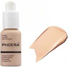 ABRUS ®   - Phoera Foundation Makeup, Full Coverage, Soft Matte Oil Control Concealer, Liquid Foundation, Long Lasting 24HR Waterproof And Blendable 30ml (102 Nude) - 106 Warm Sun & Miếng bọt biển trang điểm - Xem 12