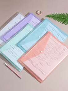 20个装加厚马卡龙文件袋，防水A4文件夹带纽扣，适用于办公用品、学生文件存储、返校礼物、学习用品（颜色随机）