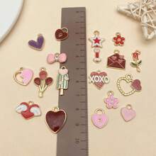 混合 20/50 件合金珐琅心形、花朵情人节系列吊坠配饰，适合 DIY 项链、耳环、钥匙扣首饰制作时尚配饰。 - 彩色 - 查看 7