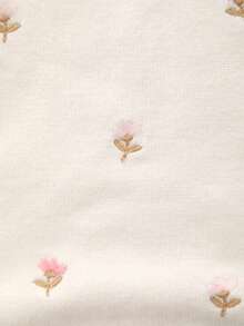 Baby Girl Knitted Tulip Embroidery Decor Crew Neck Long Sleeve Bodysuit, Sweet Outfit For Winter - Pink - View 7