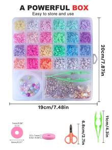 2400 件/6000+ 件粘土珠手链制作套件，24 色 DIY 扁平预科珠，用于友谊珠宝制作，聚合物 Heishi 珠子，带饰物，适合青少年女孩的工艺品礼物 - 彩虹色軟陶套盒 - 查看 5