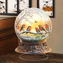 1 件波西米亚风格亚克力红鸟雪花玻璃球 - 装饰性 2D 桌面装饰品适用于各种房间类型，无需电力，非常适合圣帕特里克节、狂欢节、情人节和家居展示 - 彩色 - 查看 1