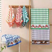 6pcs Colorful Fun Microfiber Kitchen Cloths, Super Absorbent, Oil-Resistant, Humorous Print, Fashionable Minimalist Design, Comfortable Clean & Beautiful, Multi-Scenario Kitchen Home Cleaning Pads - 3/1pc Randomly Shipped - Red - View 5