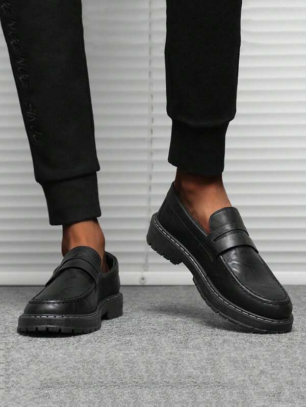 Men's Formal Leather Shoes, Versatile Loafers Slip-On Dress Shoes, Casual Outdoor Wear, Suitable For All Seasons, Size Runs Small By 1