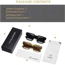 Thick Square  Retro Chunky Rectangle  Protection - 2pcs - Balck + Transparent Green / Brown - View 5