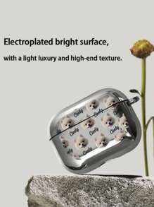 1pc Customized Electroplated Silver Earphone Case, Personalized Halloween Theme Design, Small Ghost Pattern, Halloween Fashion Item,2025phonecase