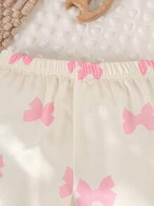 Cute Heart Print Long Pajama Set For Baby Girl